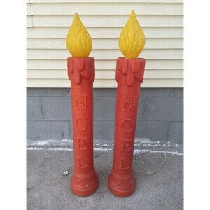 Vintage Noel Christmas Decoration Blow Mold Candles 37"